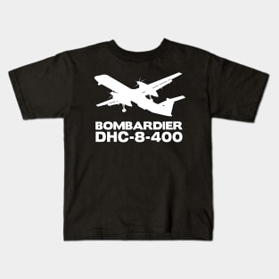 Bombardier Dash 8-400 Silhouette Print (White) Kids T-Shirt